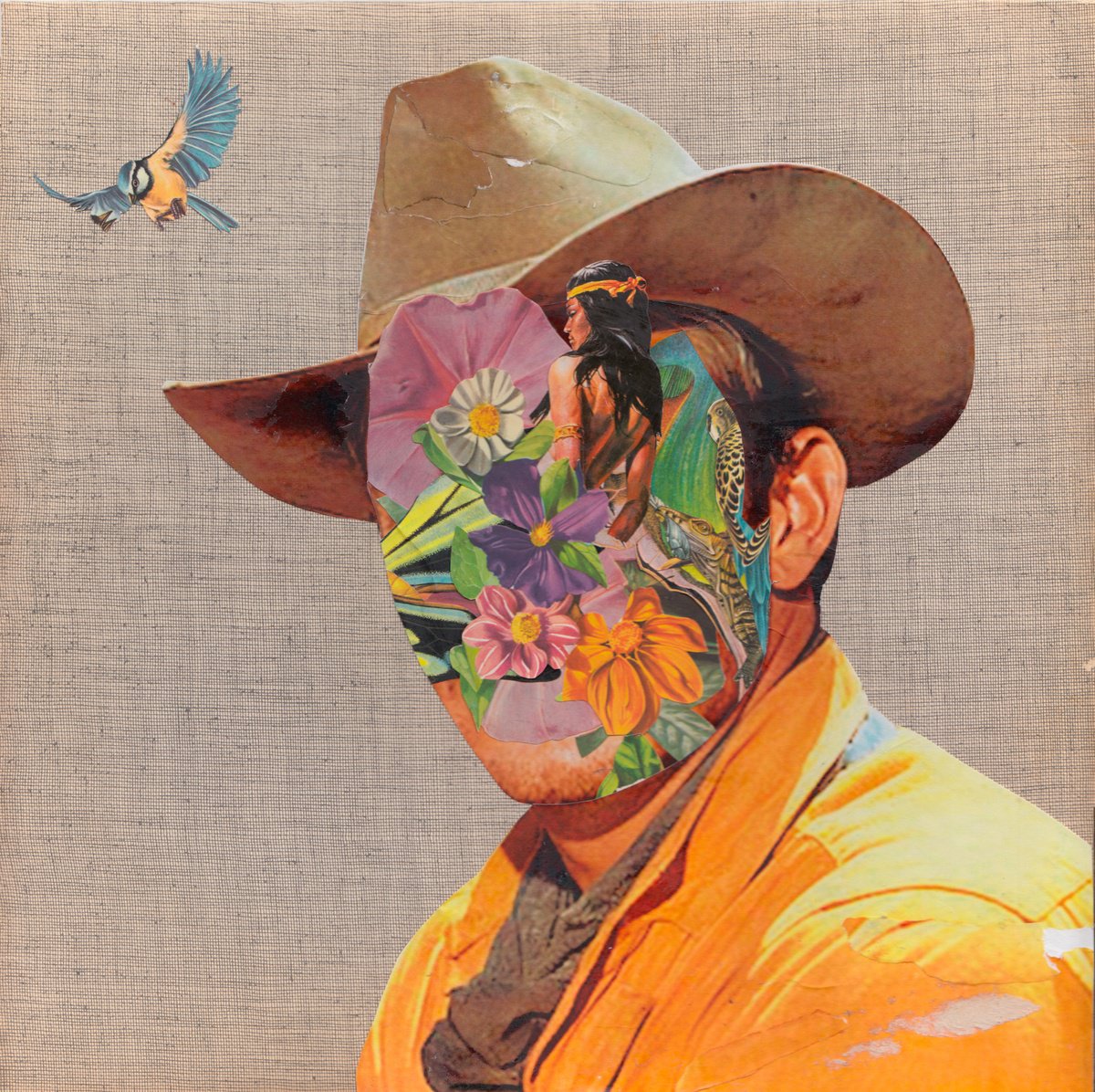 Portrait Collage By Jon Garbet, 12 X 12, Cliffhanger!, Original Artwork