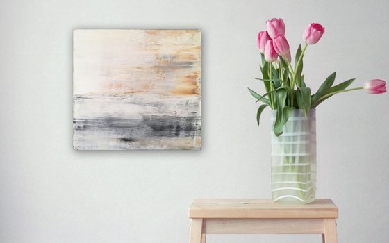 "Whisper" - Original PMS Abstract Acrylic Painting On Reclaimed Wood - 14" x 13.5"
