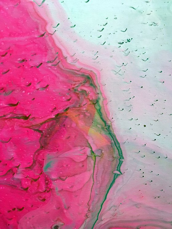 "Pink Tsunami" - Original Abstract PMS Fluid Acrylic Painting - 16 x 20 inches