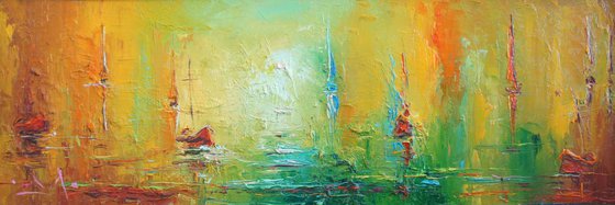 Seascape, Abstract Oil Painting on Canvas
