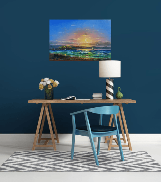 Lake Sevan (60x90cm, oil painting)