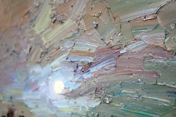 Oil painting, Sunset art, River Landscape, lake art, Impasto painting, Small artwork, Lake art painting, Housewarming gift first home