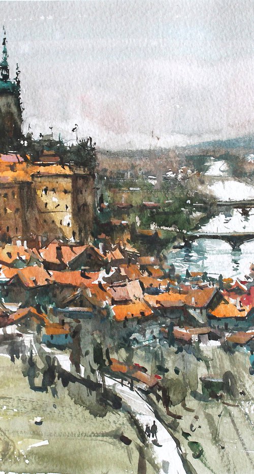 Prague Castle and Red Roof Tiles by Maximilian Damico