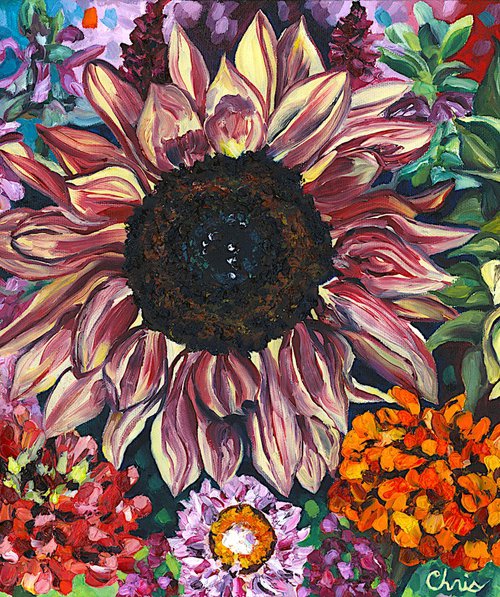 Three Sunflowers IV by Christina M Plichta