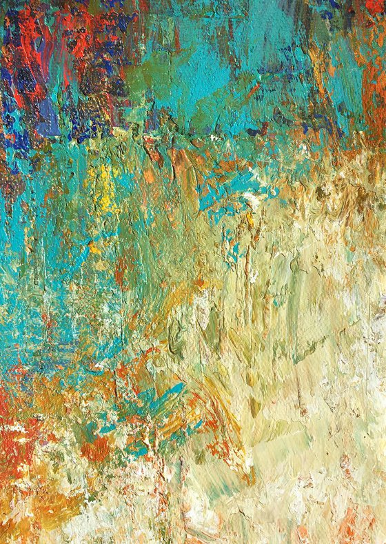 Turquoise Splash textured abstract bright colors painting