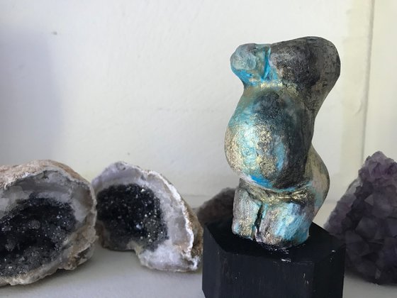 Nude Sculpture... Earth Mother In Turquoise And Gold