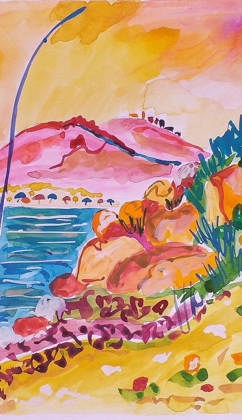 Study of Cala Sardina, Manilva by Kirsty Wain