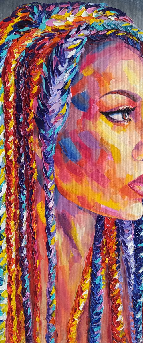 Sight - portrait, oil painting, woman portrait, woman, woman face, face oil painting, woman portrait oil painting by Anastasia Kozorez