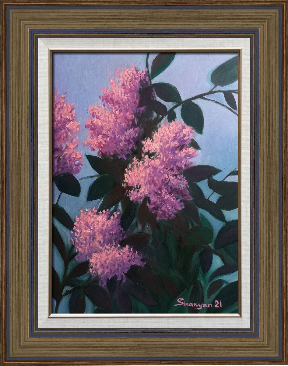 Photorealistic Botanical Oil Painting By Gevorg Sinanian, 11 X 16, Lilac-2, Original Artwork