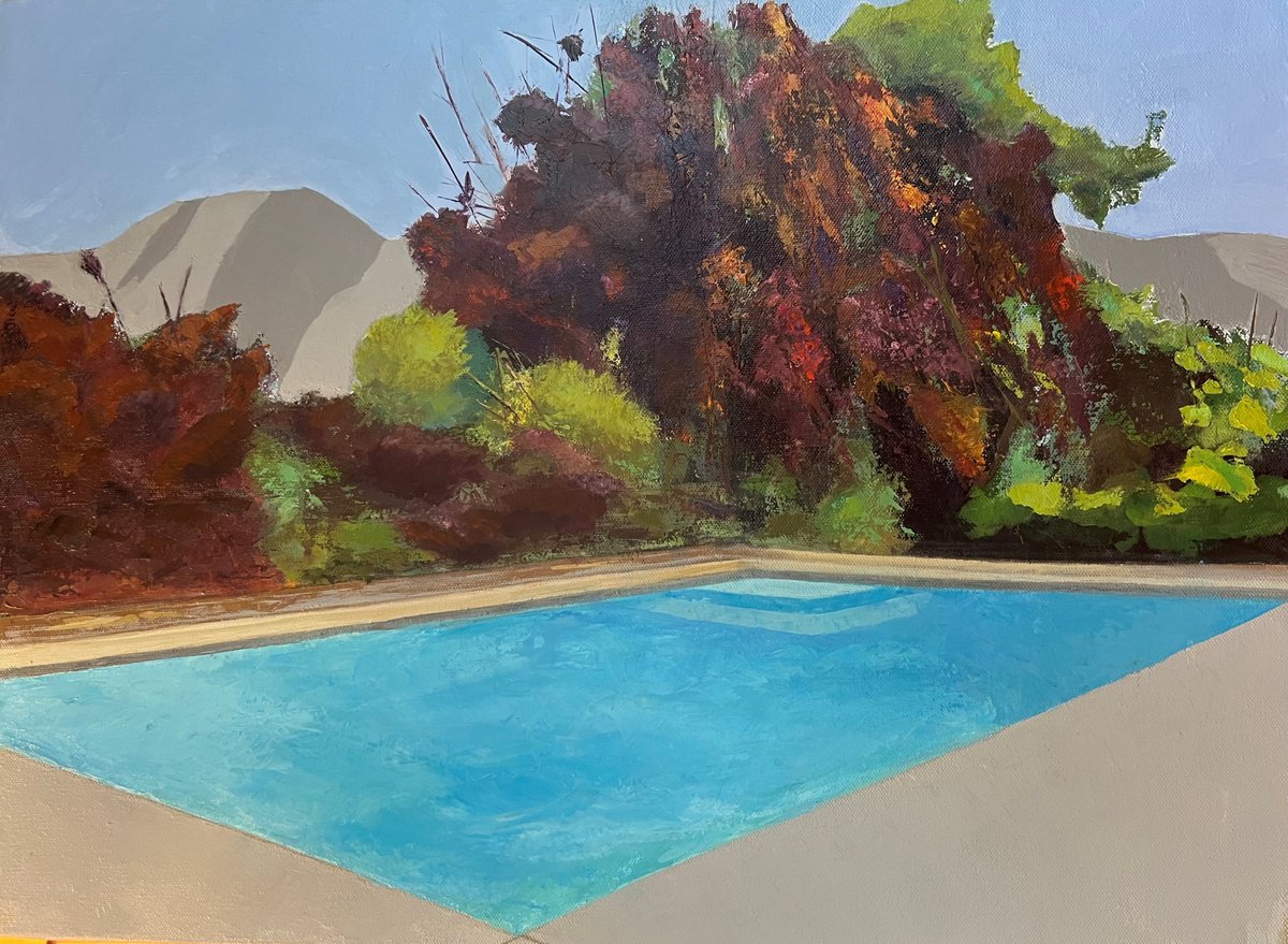 Impressionistic Landscape Acrylic Painting By Maryanne Mckernie, 24 X 18", Mountain Aquatics, Original Artwork