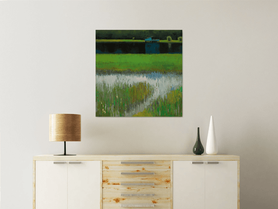 Grassy Waters Trails  30x30" 76x76cm Contemporary Art by Bo Kravchenko