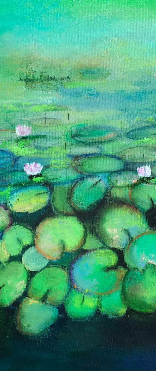 Water Lily Pond ! Comtemporary Abstract Art by Amita Dand