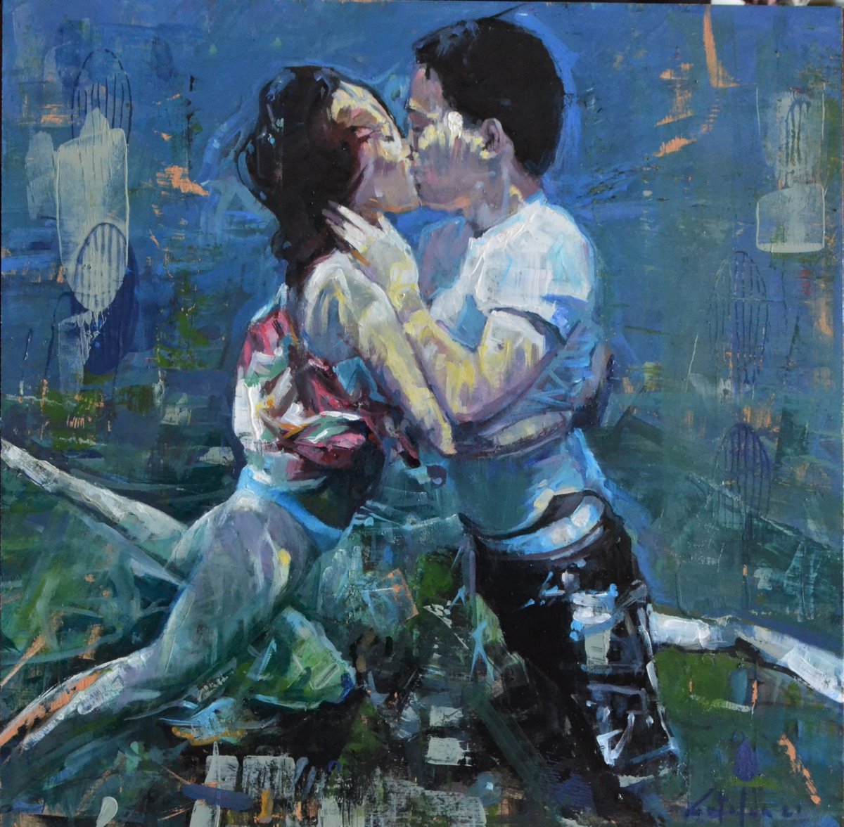 Kissing Underwater By Marco Ortolan, 17 X 17, Artwork For Sale On Artfinder
