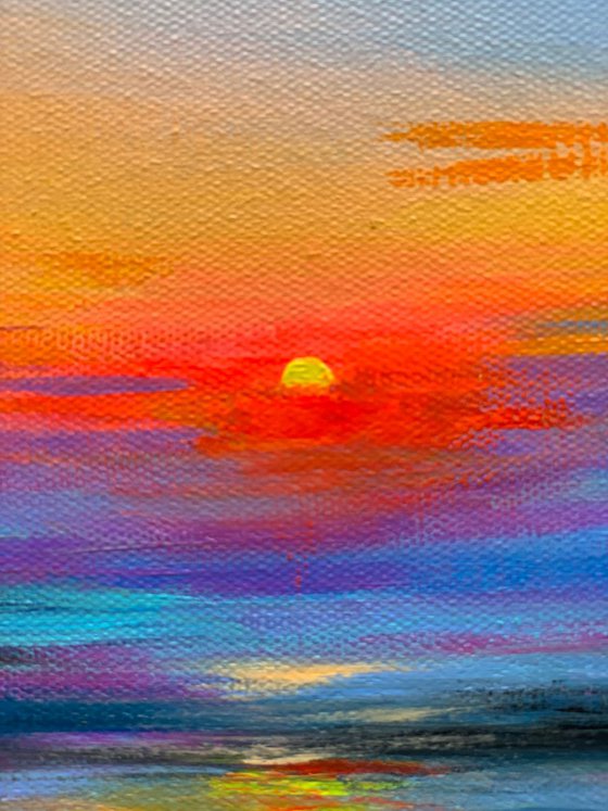 Sunset ! Small Painting!!  Ready to hang