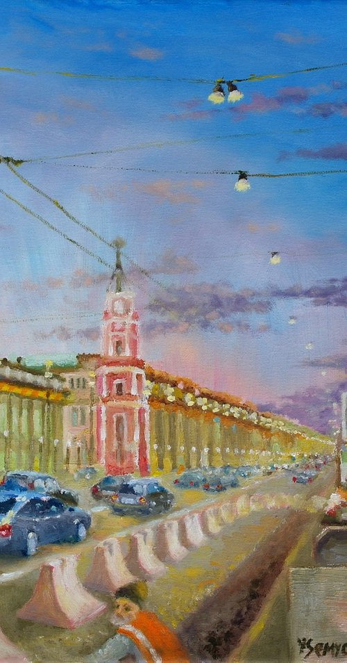 St. Petersburg, Evening Nevskiy Avenue by Juri Semjonov