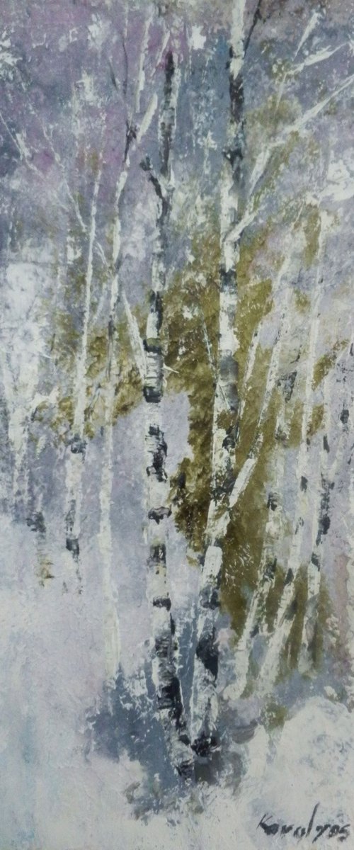 Birches in the winter by Maria Karalyos