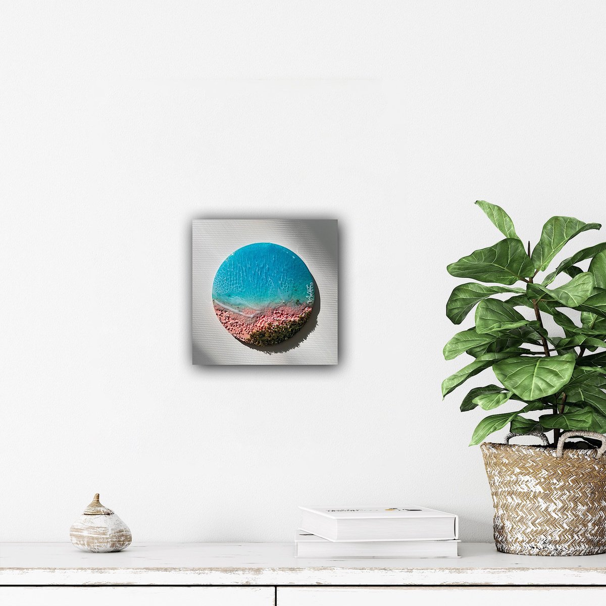 Pink sand - Miniature ocean painting by Ana Hefco