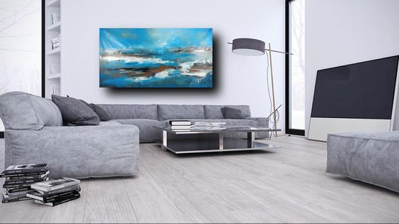 large landscape  painting 140x70 cm-large wall art   title : abstract-c401