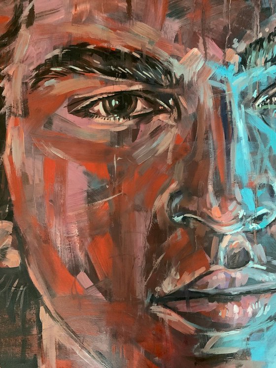 Man face portrait painting male figure