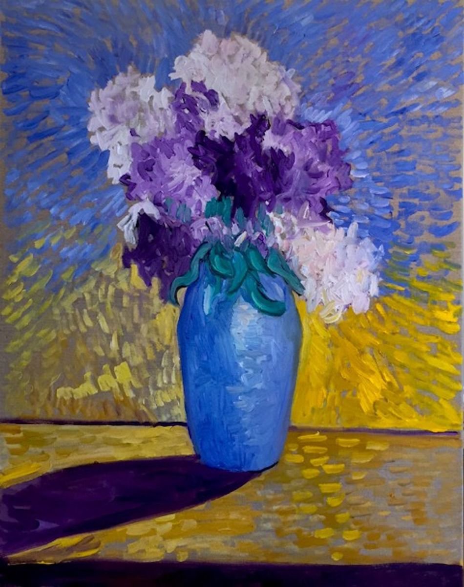 A VASE WITH LILACS by Angus MacDonald