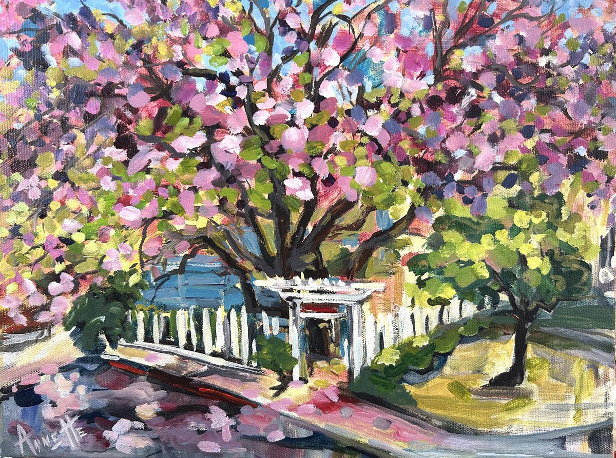 Impressionistic Botanical Acrylic Painting By Annette Wolters, 16 X 12, Lika