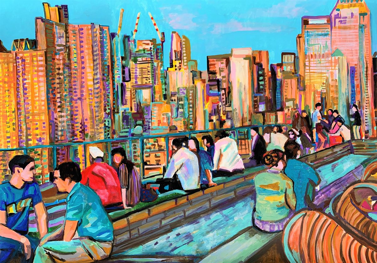 Organic Portrait Acrylic Painting By Alexandra Djokic, 39 X 28, Party, Original Artwork