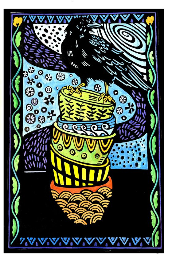 Crow With Bowls