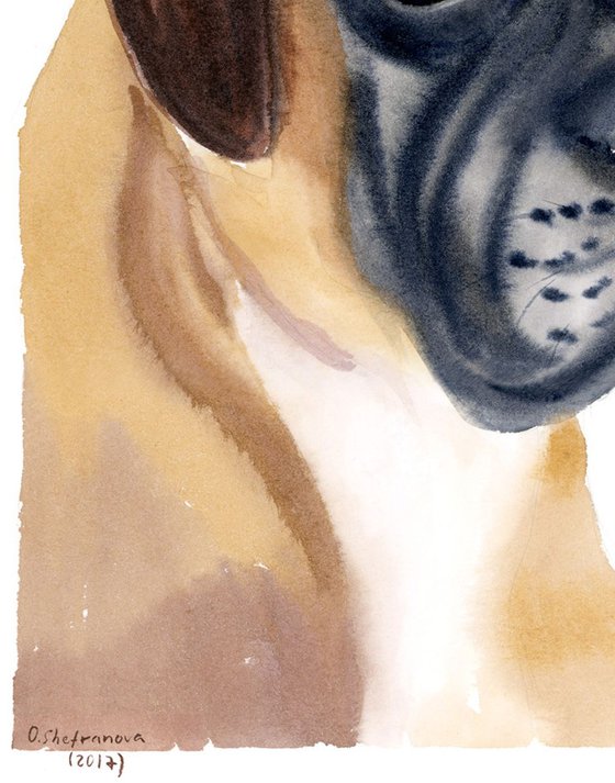 BOXER DOG Original Watercolor painting