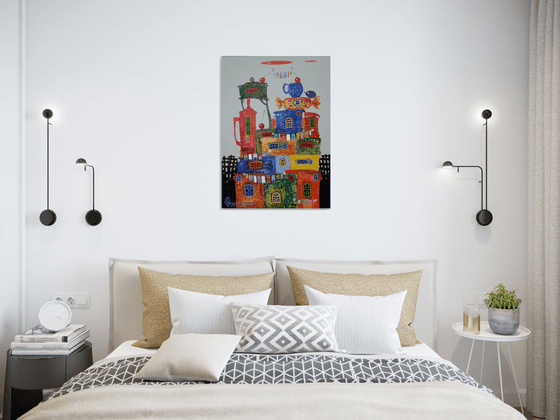Childhood dreams-40 (60x80cm, oil painting, modern art, ready to hang)