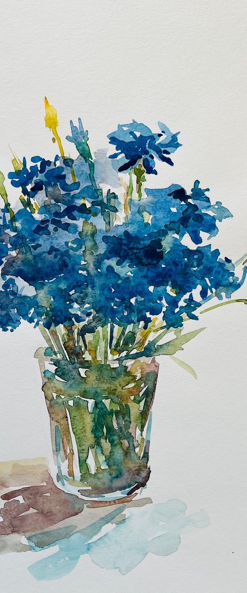 Cornflowers. Original watercolour painting. by Elena Klyan