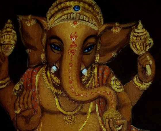 Lord Ganesh with blue eyes