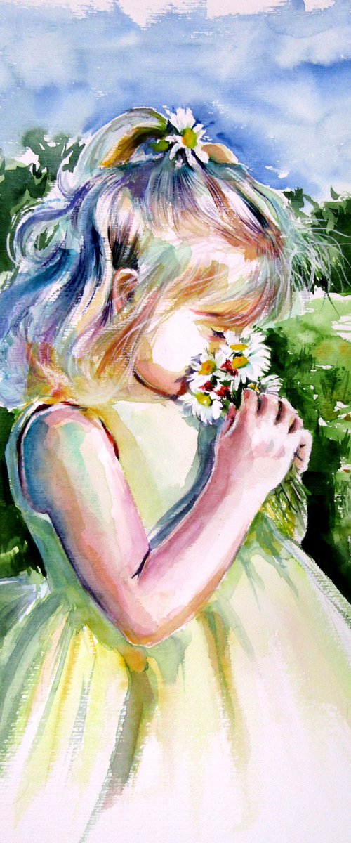 Girl with white flowers by Kovács Anna Brigitta