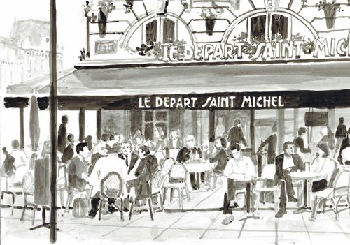 PARIS MEMORIES AND ICONIC PLACES - CAFE LE DEPART SAINT MICHEL by Nicolas GOIA
