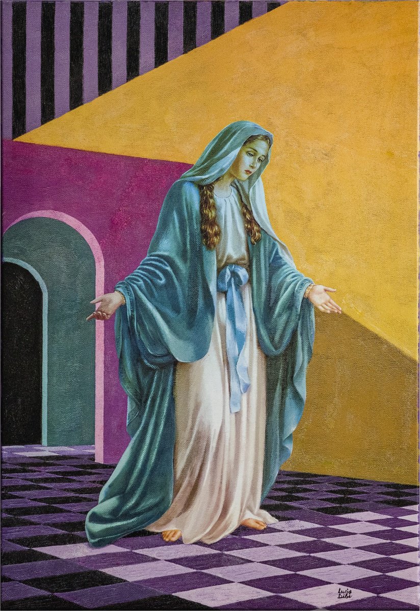 Surrealistic Portrait Acrylic Painting By Lucia Dibi, 20 X 30", Apparizione 6, Original Artwork