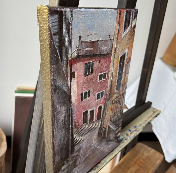 Cityscape. Pink hous