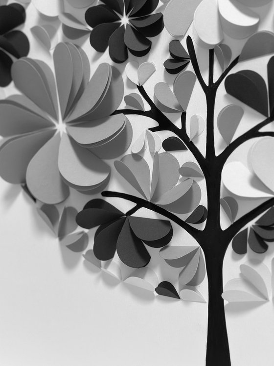 Stylish black and white tree