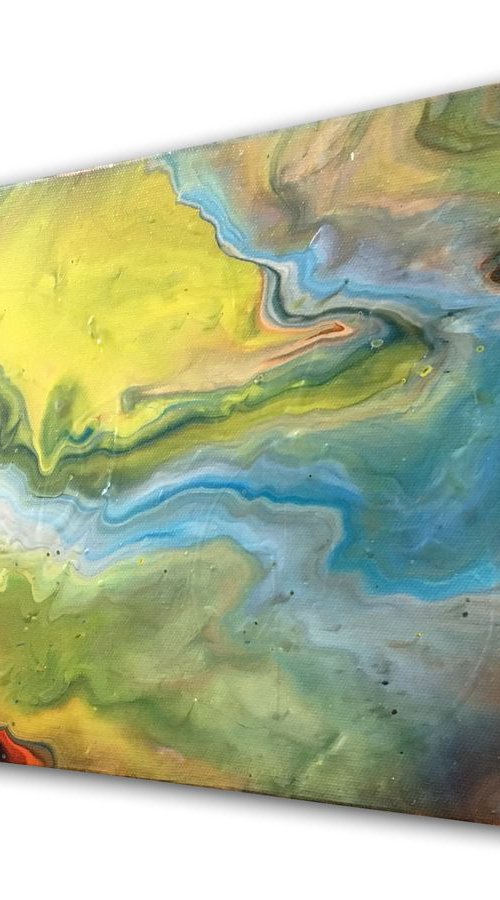 "A River Runs Through It" - Original Small Abstract PMS Fluid Acrylic Painting - 12 x 9 inches by Preston M. Smith (PMS)