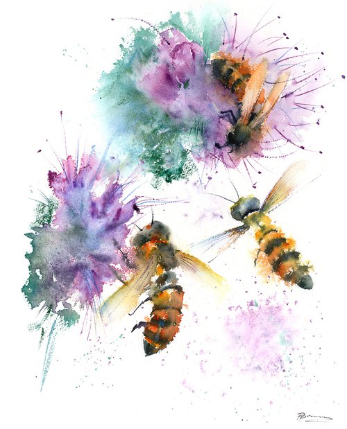Bees and Flowers by Olga Shefranov (Tchefranov)