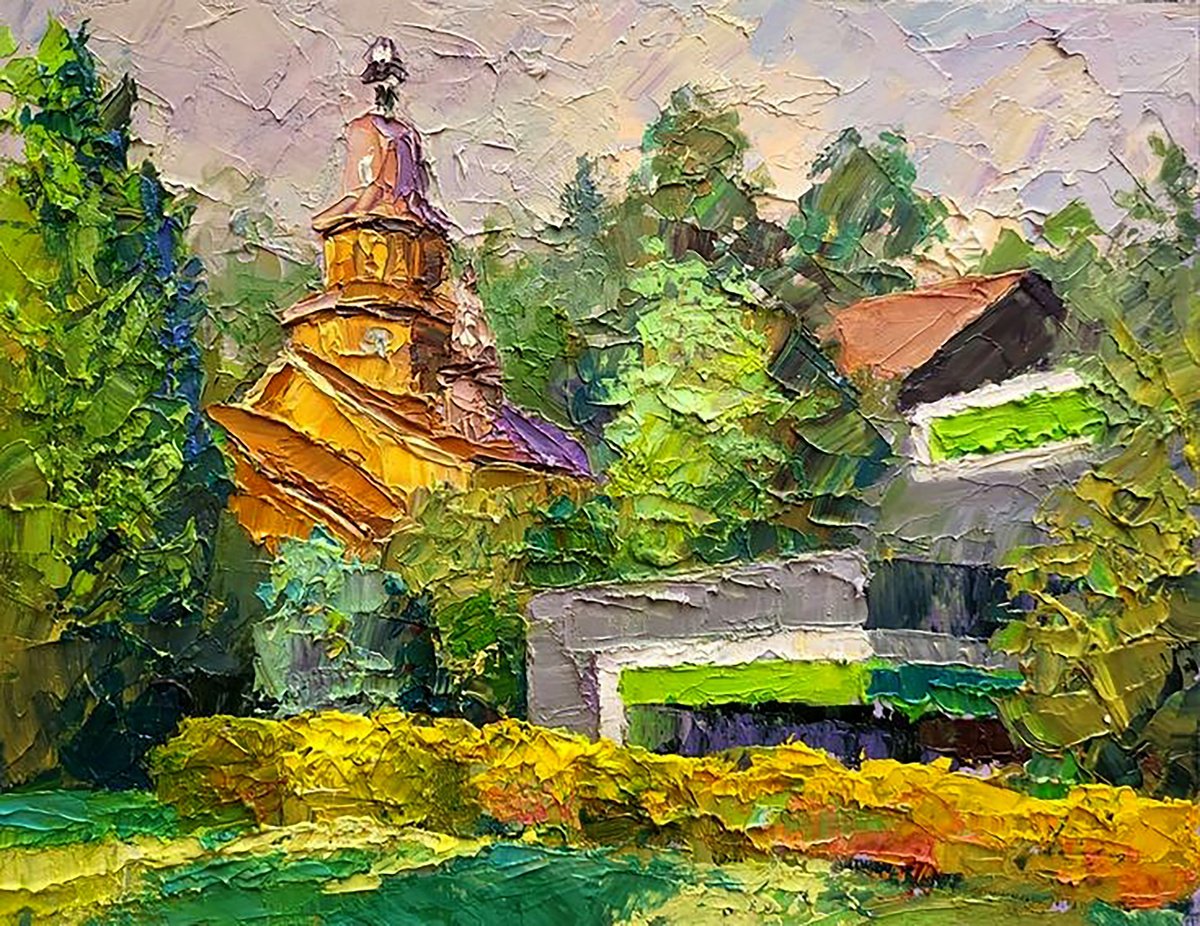 Impressionistic Landscape Oil Painting By Boris Serdyuk, 12 X 9, Church Of The Annunciation Of The Holy Mother Of God, Artfinder