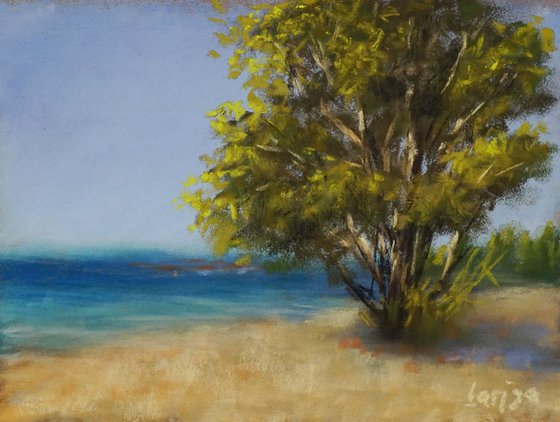 Small tree painting, inspired by Lake Garda, Italy