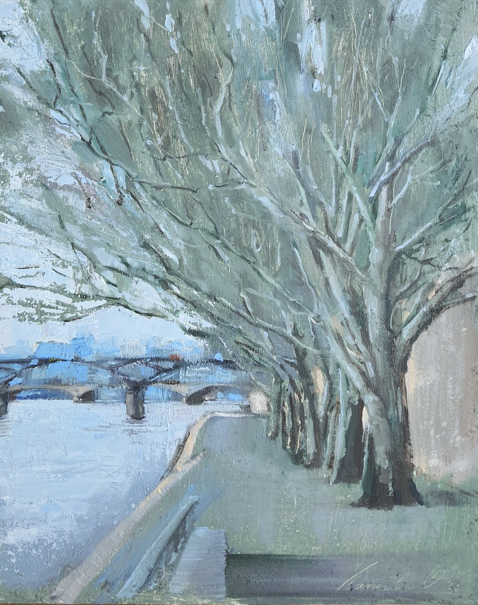 Embankment In Paris By Olha Laptieva, 9 X 12, Artwork For Sale On Artfinder