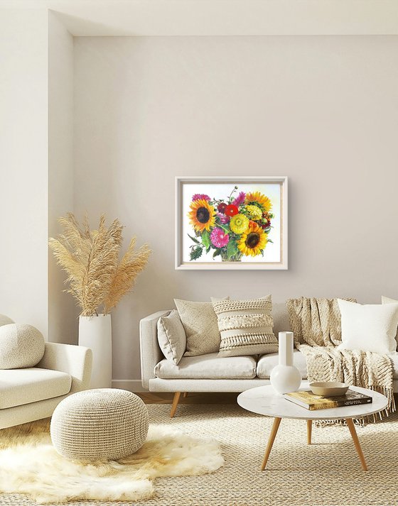 Floral bouquet in yellow and pink