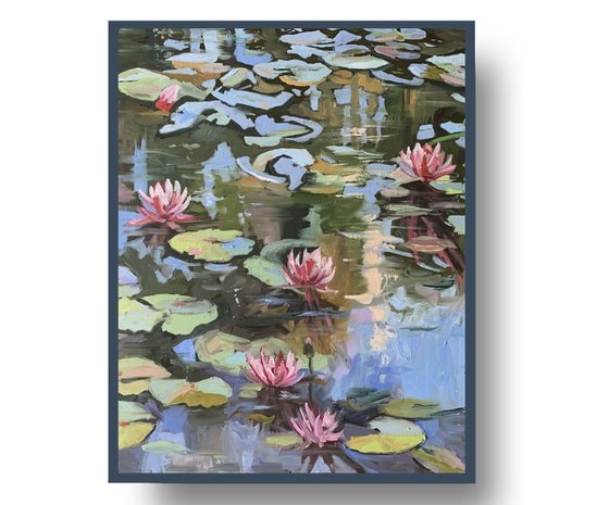 Pond with water lilies.