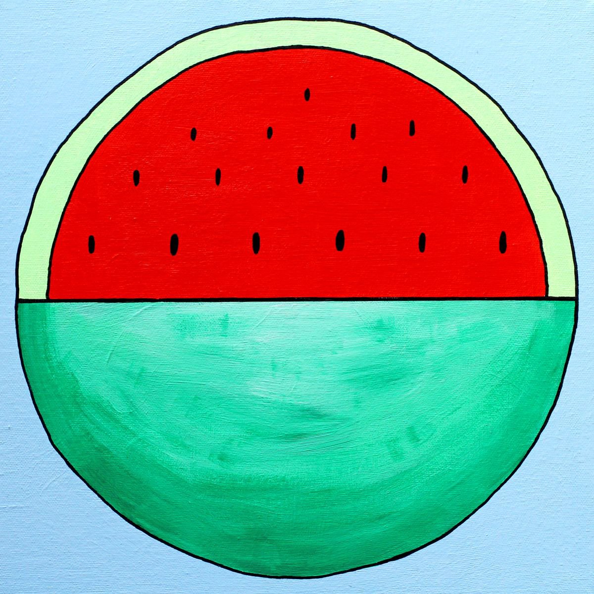 Watermelon Pop Art Acrylic Painting On Canvas by Ian Viggars