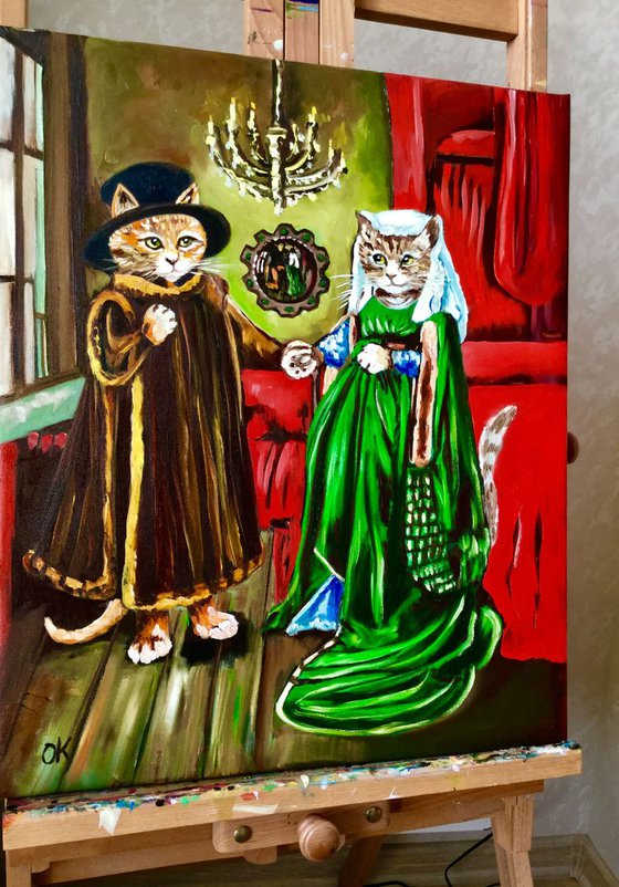 The Arnolfini Marriage. FELINE ART. MODERN URBAN ART OFFICE ART DECOR HOME DECOR