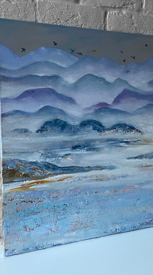 "Mountains in blue". Original oil painting by Mary Voloshyna