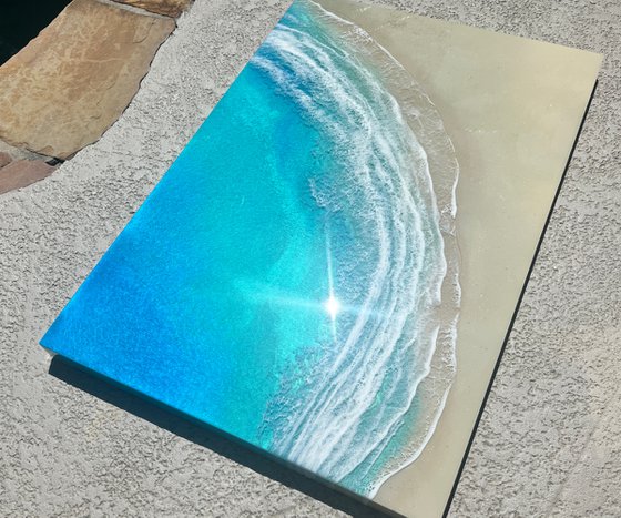 Our white sand beach - aerial ocean painting