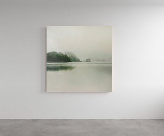 "River Fog 4" River forest oil landscape