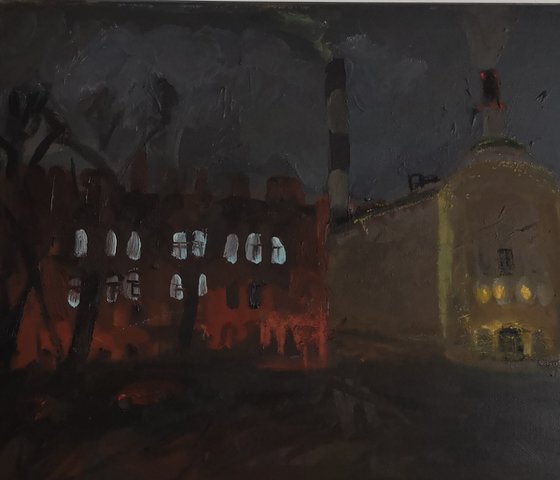 Cityscape with chimney