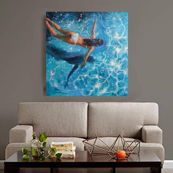 Girl swimming60(32x32 in)